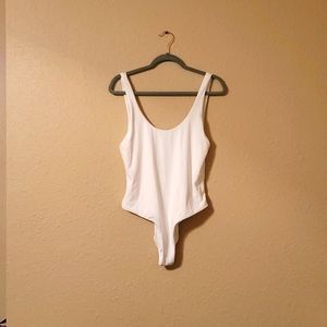 All white one piece bathing suit